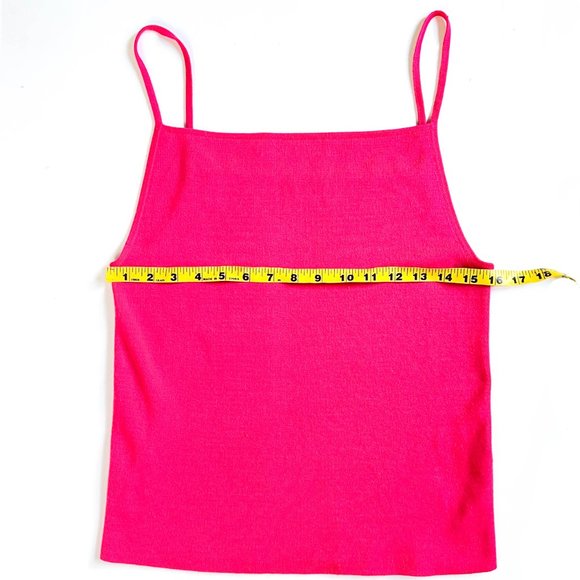 anthropologie hot pink tank top square neckline size L - Picture 2 of 5